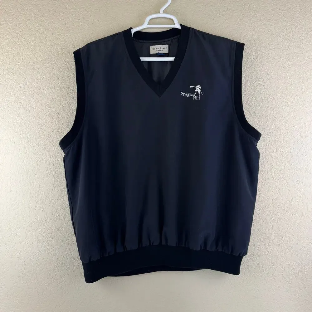 Vinatge Pebble Beach Classic Spyglass Hill Logo Golf Vest Mens Size 2XL Made USA